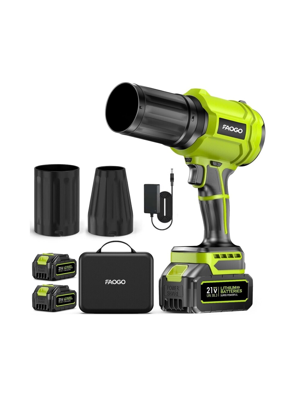 Cordless Leaf Blower 2 Batteries & Charger - 990000 RPM Electric Handheld Blower